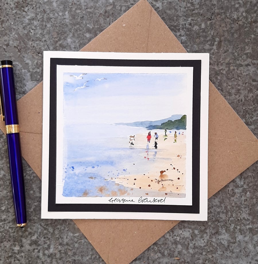Blank Card. Wet Sands. Handpainted Watercolour Keepsake SALE