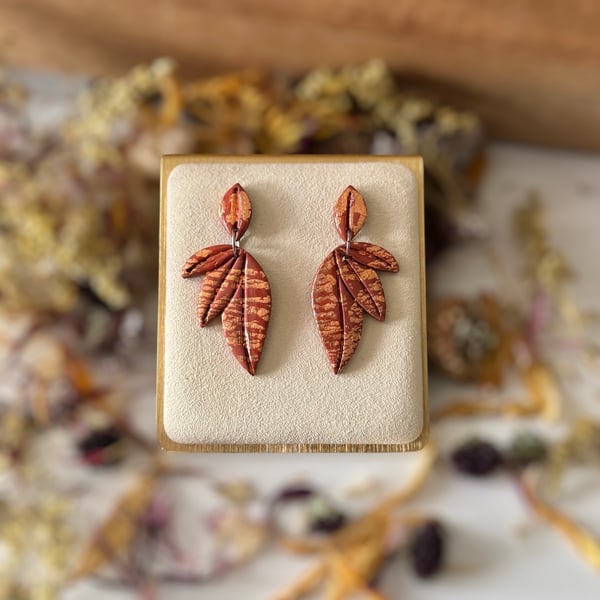 Brown & Bronze Autumn Leaf Earrings 