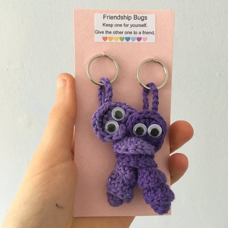 Purple Crochet Friendship Bug Keyring, Best Friend Gift