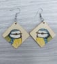Blue Tit Lightweight Wood Earrings. Ideal gift for nature lovers.