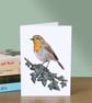 Robin Greetings Card - 5x7" blank, for birthday, anniversary or Christmas