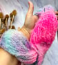 130g Hand Dyed Mohair Angora Boucle Yarn, Neon Pink Yarn Felting Knitting 136 - Image 3