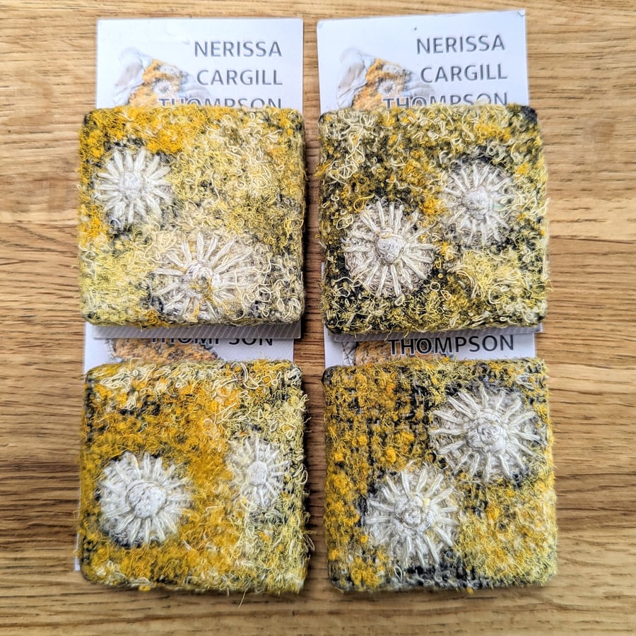 Coastal inspired Textile Ultra Mini Art in maritime sunburst