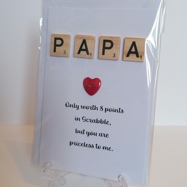  Papa only worth 8 points in Scrabble greetings card