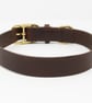 Brown leather dog collar with brass buckle and D ring - Image 3