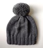 Bobble Hat in Grey Chunky Yarn - Image 1