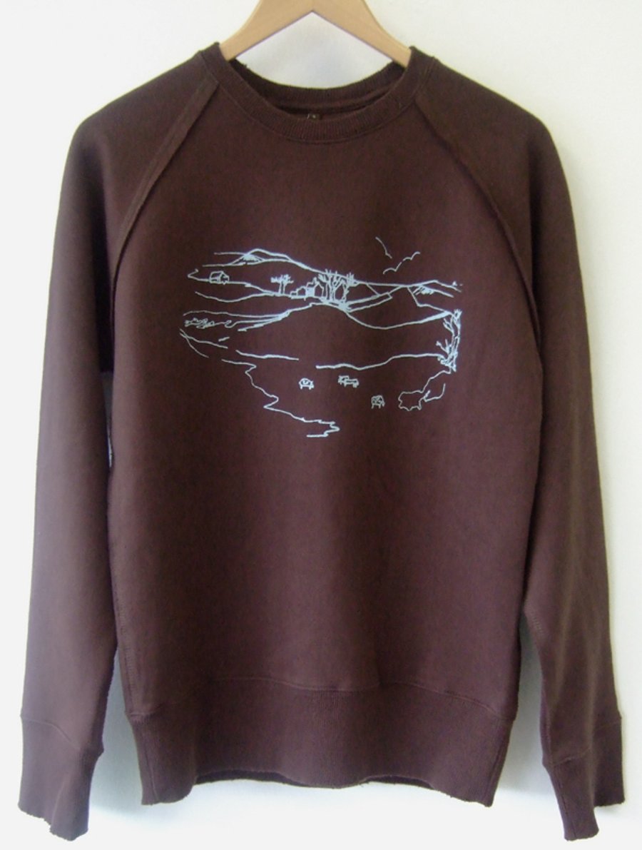 SALE Moorland Mens Printed Fair Wear Sweatshirt dark brown 