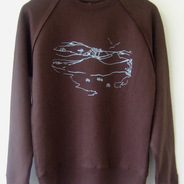 SALE Moorland Mens Printed Fair Wear Sweatshirt dark brown 