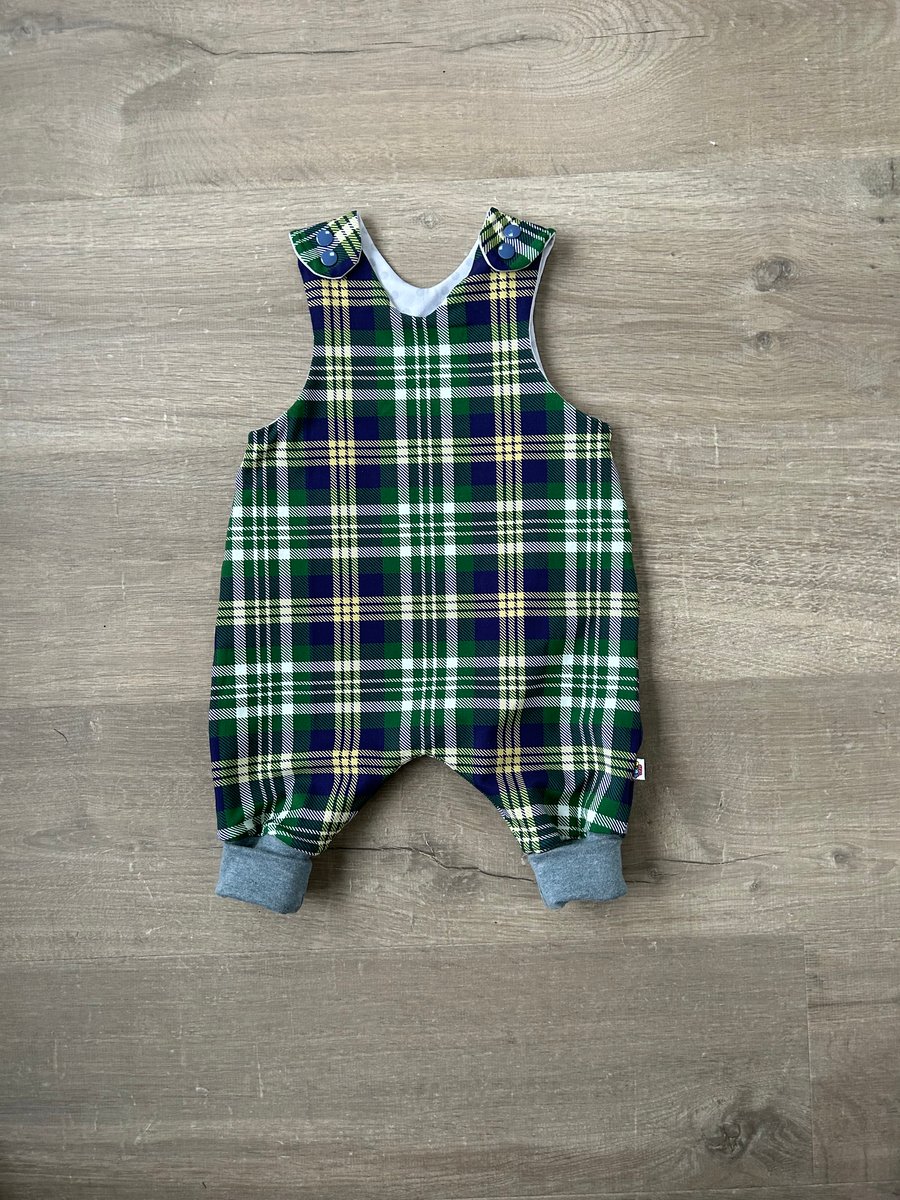 Green and Blue Tartan Romper 6-9 months