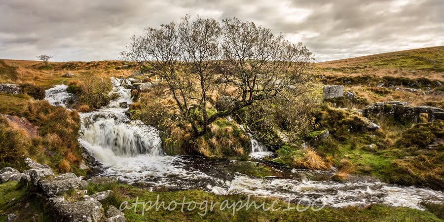 Black Tor Falls, Dartmoor, Devon - panoramic photo wall art print