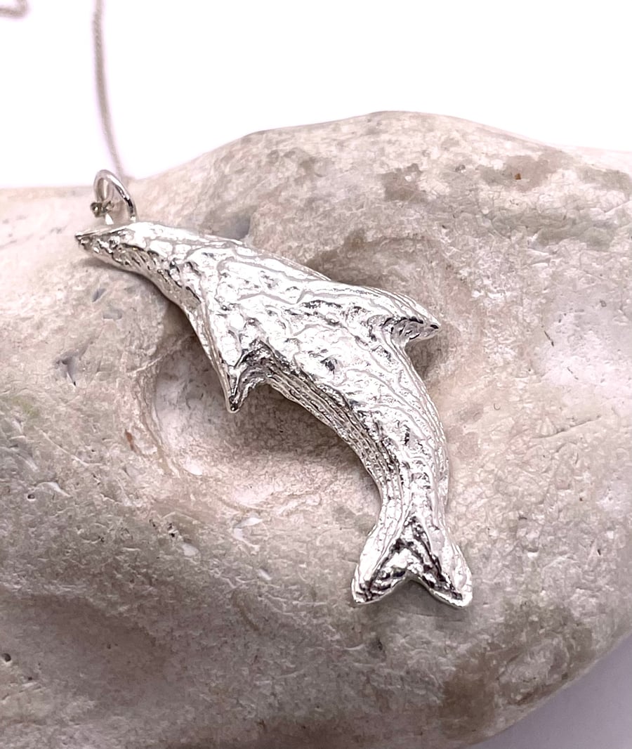 Cuttlefish cast silver dolphin pendant 