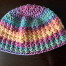 Rainbow Striped Crocheted Beanie Hat