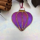 Red iridescent stained glass Christmas bauble - vintage or Chinese lantern look