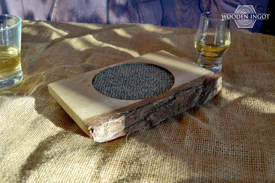 Large British oak bottle holder coaster - holds bottle up to 85mm