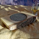 Large British oak bottle holder coaster - holds bottle up to 85mm