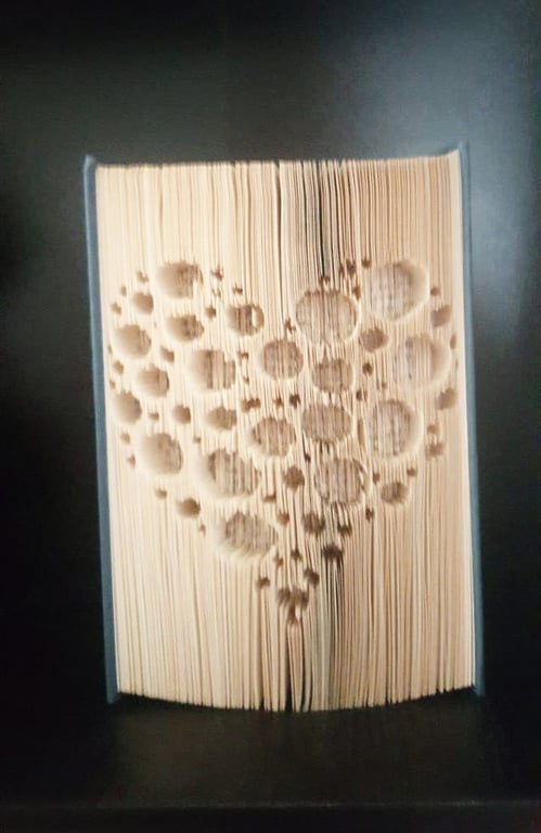 Bubble Heart CUT & FOLD Book Folding Pattern - EMAILED PDF PATTERN