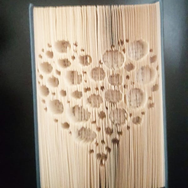 Bubble Heart CUT & FOLD Book Folding Pattern - EMAILED PDF PATTERN