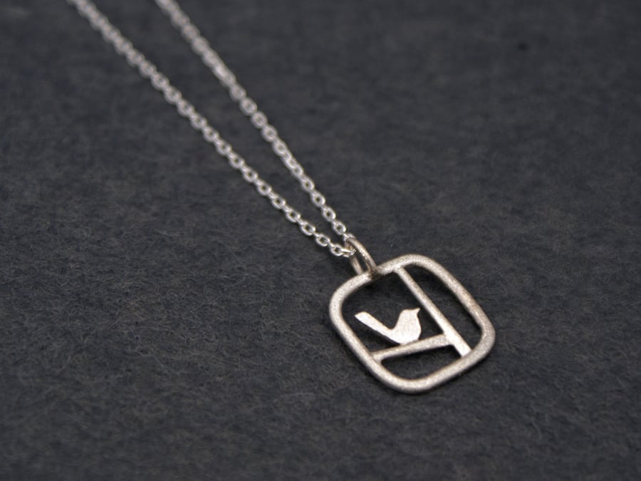 Tiny Edge of the woods bird necklace