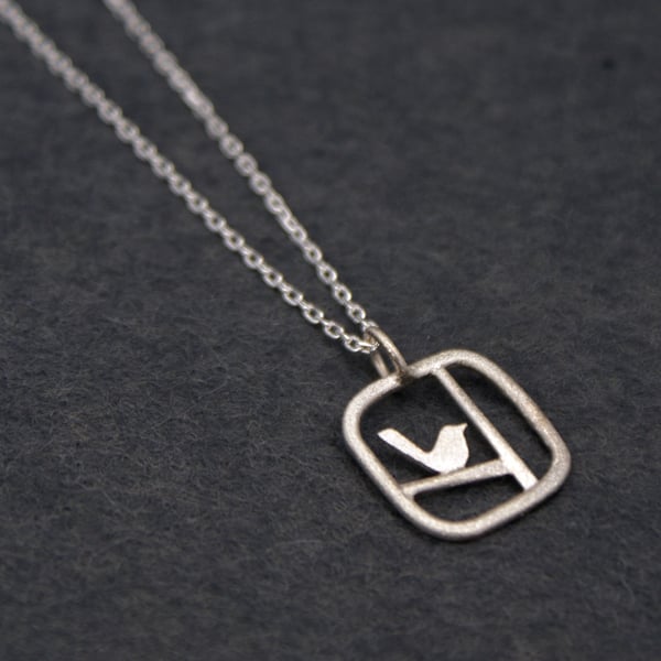 Tiny Edge of the woods bird necklace