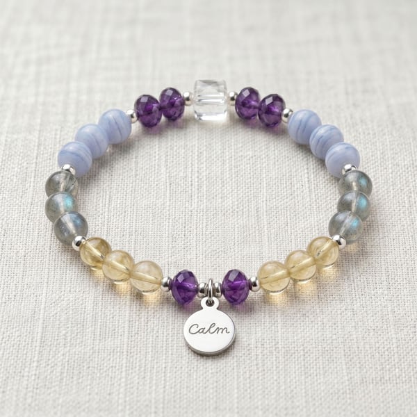 Anxiety Crystal Bracelet, Amethyst & Calming, Personalised Gift