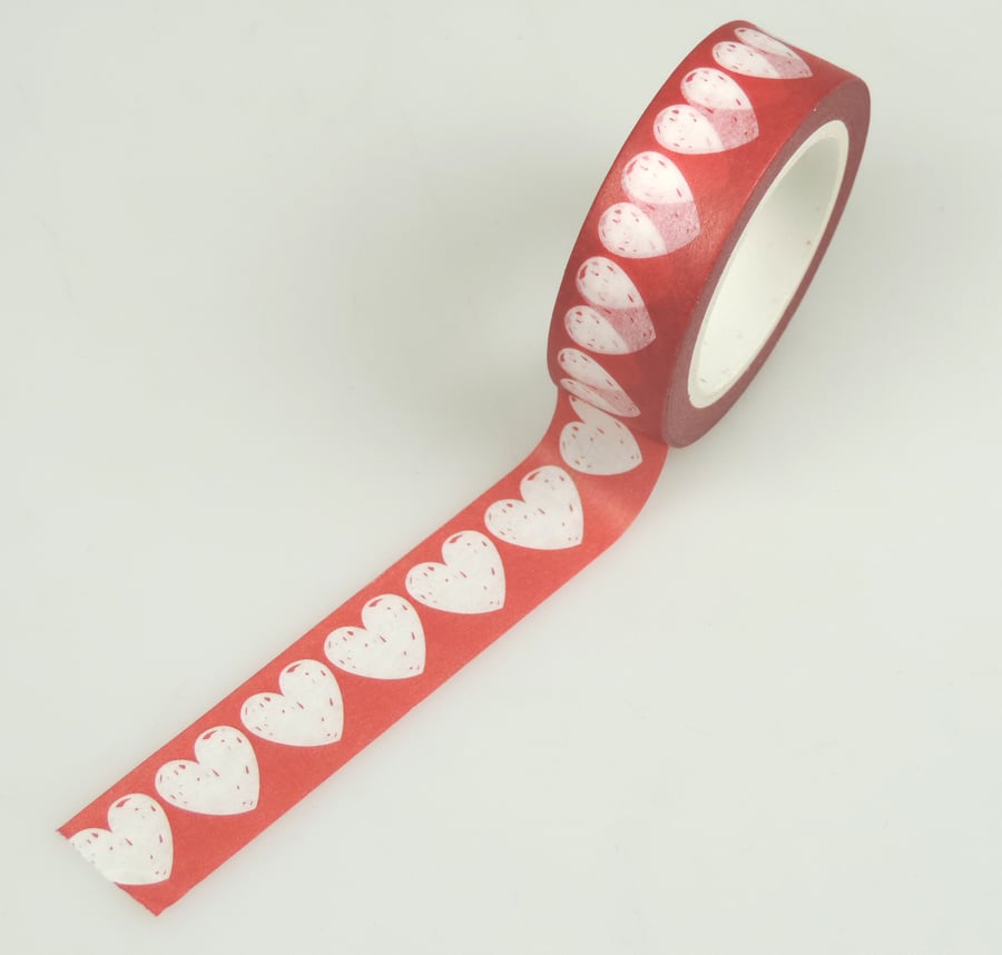 2 x Heart 15mm Washi Tape,Valentines Kawaii Decorative Tape, Cards, Journals,