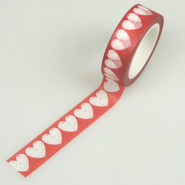 Heart 15mm Washi Tape,Valentines Kawaii Decorative Tape, Cards, Journals, Crafts