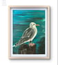 Seagull Painting - Original Acrylic Painting - A4 - FREEPOST - Image 3