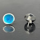 Enamel Earrings, round enamel studs, 