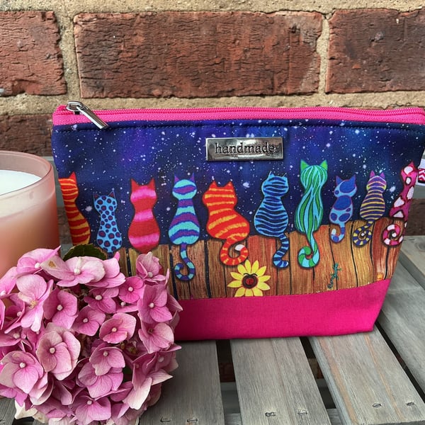 Cat Two Tone Zip Pouch