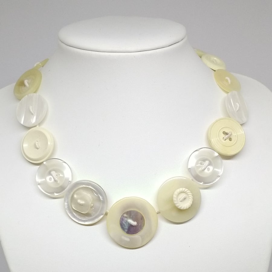 Cream and Mother of Pearl Fancy Button Necklace