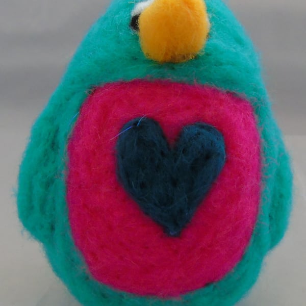 Seconds Sunday -  Turquoise Needle Felted Bird (Large)