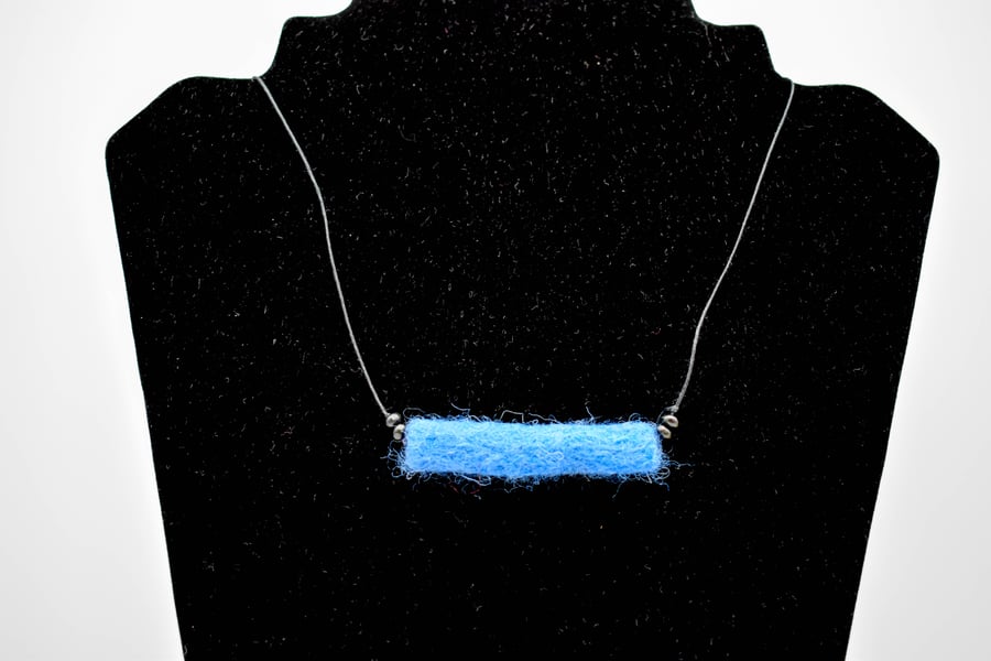 SOLD SALE Felted bead necklace in blue wool