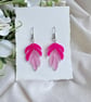 Pink Acrylic Leaf Earrings - Layered Translucent Ombre Dangles - Image 7