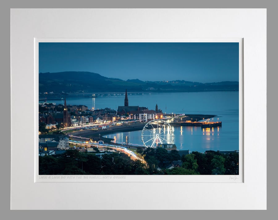 Largs and the Big Wheel at night, Ayrshire - A3 (50x40cm) Unframed Print