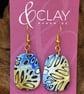 Bright Blue, Sand and White Mokume Gane Earrings