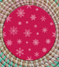 Pink Christmas Snowflake Coaster – Festive Wooden Drinks Coaster – Pink Winter