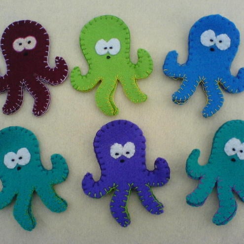 Set of 3 x Octopus Ocean Dwelling finger puppets - toddler gift