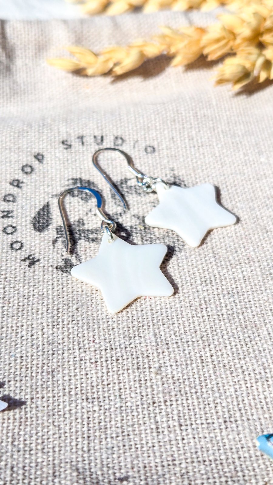 Mother of Pearl Star Earrings - Recycled Sterling Silver, June Birthstone