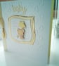 Cute teddy holding star balloon decoupage new baby card - Image 1