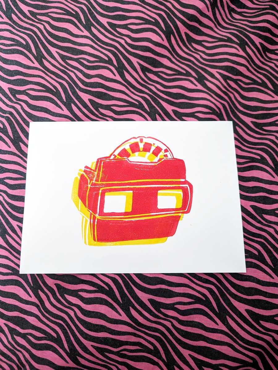 Retro Toy Viewfinder Lino Print – A5