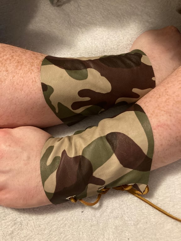 Small Pair - Camouflage patterned Italian Leather Bracers - FREE SHIPPING
