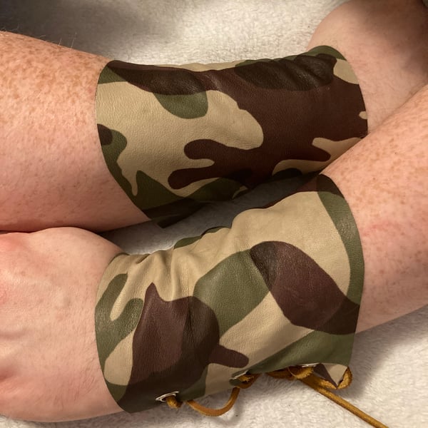 Small Pair - Camouflage patterned Italian Leather Bracers - FREE SHIPPING