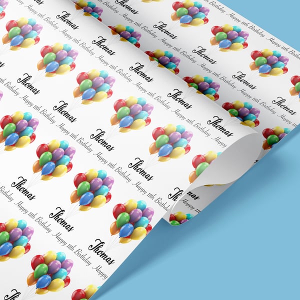 Personalised Coloured balloons wrapping paper
