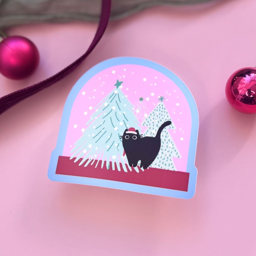 Snowy Christmas Cat Sticker