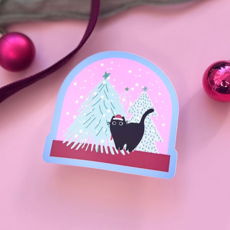 Snowy Christmas Cat Sticker