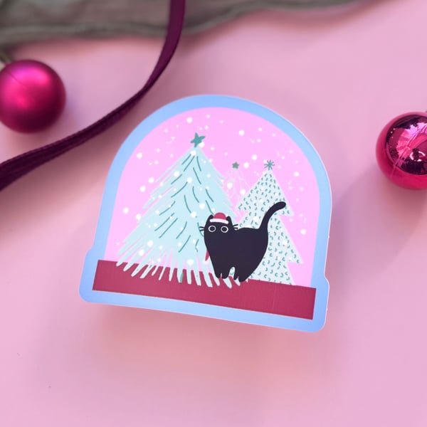 Snowy Christmas Cat Sticker