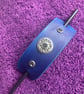 Dyed Blue Leather Hair Stick Barrette - Celtic Knot centre with 3 Grey Gemstones