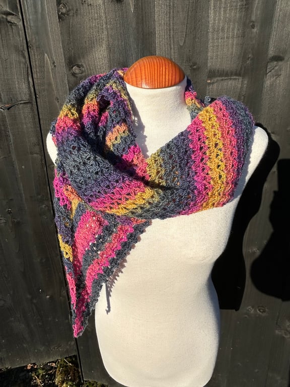 Asymmetrical lace sock wool rich yarn shawl wrap scarf