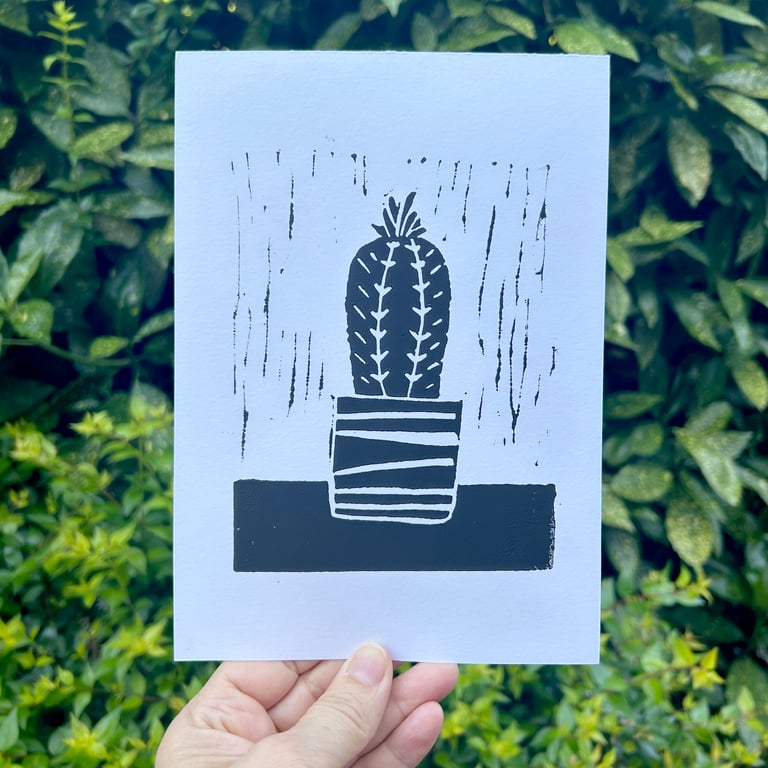 'Prickly Cactus' A5 Original Lino Print