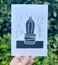 'Prickly Cactus' A5 Original Lino Print - Image 1
